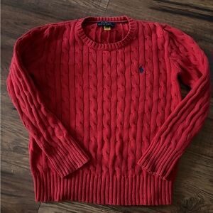 Polo by Ralph Lauren Kids Cable-knit Red Crewneck Sweater - Small(8)
